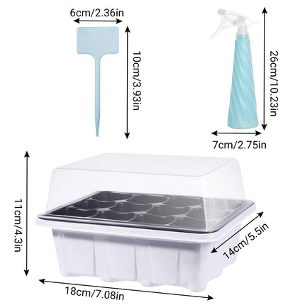 GAESHOW 12 iepakojumu iekštelpu siltumnīcas pavairotājs, 144 režģu mini siltumnīcas pavairošanas komplekts ar paceltu vāku, atkārtoti lietojama pavairošanas plāksne, siltumnīcas pavairošanas paplātes stādiem