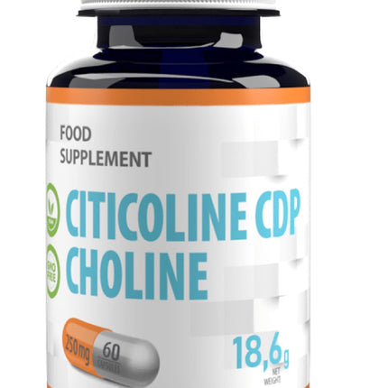 Citicoline CDP holīns 250 mg 60 vegāniskas kapsulas, laboratoriski pārbaudītas, augstas koncentrācijas, bez pildvielām vai palielinātājiem, bez ĢMO