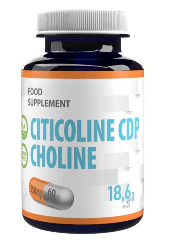 Citicoline CDP holīns 250 mg 60 vegāniskas kapsulas, laboratoriski pārbaudītas, augstas koncentrācijas, bez pildvielām vai palielinātājiem, bez ĢMO