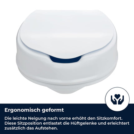 Flexilife paaugstināts tualetes pods ar vāku senioriem - pēc izvēles 10 cm vai 15 cm - tualetes poda paaugstinājums, tualetes poda stiprinājums, tualetes poda paaugstinājums (10 cm)