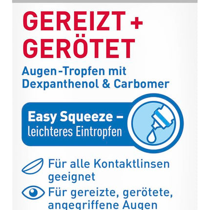 EyeMedica Irritated + Reddened acu pilieni saspringtu acu simptomu mazināšanai, rūpējas par apsārtušām, iekaisušām un sausām acīm, piemēroti kontaktlēcu lietotājiem, 1 x 10 ml