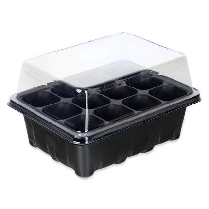 Schramm® audzēšanas komplekts, siltumnīca, audzēšanas paplātes, podi, iekštelpu siltumnīca, 18,5 x 10 x 14,5 cm, 12 audzēšanas podiem, audzēšanas komplekts, mini siltumnīca, melna