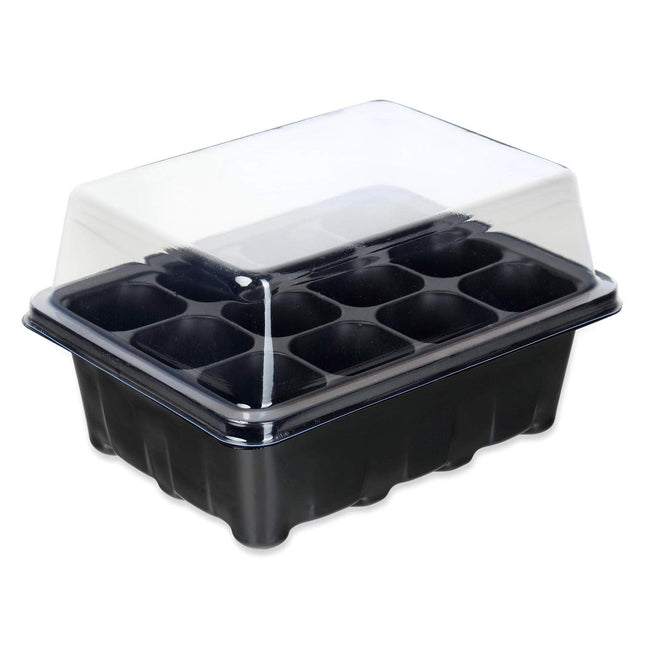 Schramm® audzēšanas komplekts, siltumnīca, audzēšanas paplātes, podi, iekštelpu siltumnīca, 18,5 x 10 x 14,5 cm, 12 audzēšanas podiem, audzēšanas komplekts, mini siltumnīca, melna