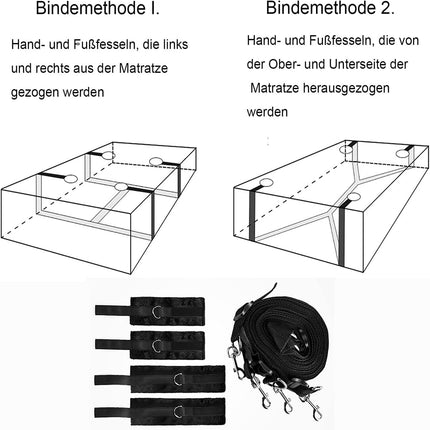 BondageSet gultas ierobežojumi seksa rotaļlieta pāriem ekstremāli gultas ierobežojumi ar rokudzelžiem, gultas ierobežojumu komplekts potīšu ierobežojumiem