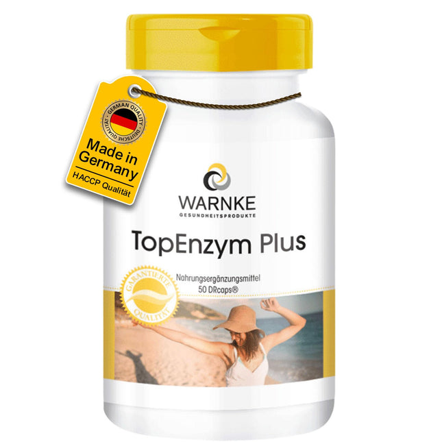 Enzīmu komplekss - bromelaīns, tripsīns, himotripsīns un rutozīds - Topenzym Plus - 50 kapsulas | Warnke Vitalstoffe - Vācijas aptieku kvalitāte