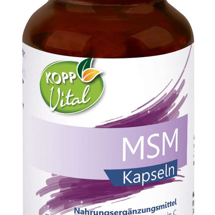 KOPP Vital® MSM | Kapsulas - vegānas | 92 g | 1 x 120 kapsulas | ar C vitamīnu | Organiski saistīts sērs | Bez glutēna | Bez laktozes | Aptiekas kvalitāte