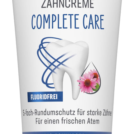 Lavera zobu pasta Complete Care bez fluorīda - 5 reizes lielāka aizsardzība - Organiskas augu sastāvdaļas - Organiska ehinācija un kalcijs - Vegāns - Dabīgā kosmētika - 75 ml