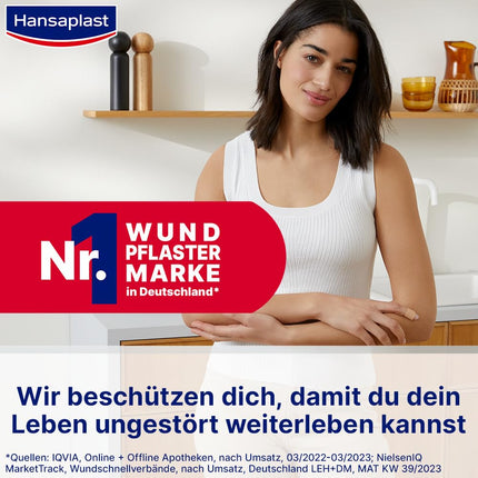 Hansaplast universālie plāksteri (40 strēmelītes), netīrumus un ūdeni atgrūdoši brūču plāksteri, plāksteru komplekts ar spēcīgu līmi un aizsardzību pret baktērijām