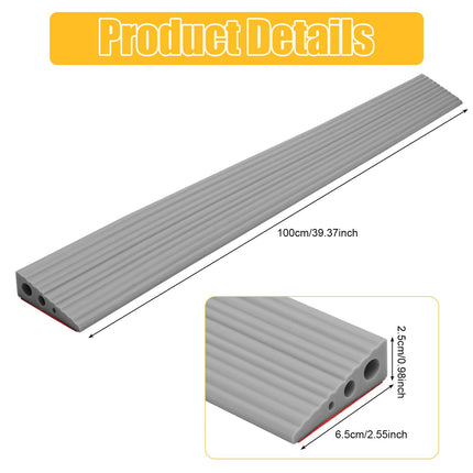 Sliekšņa rampa, 100x6,5x2,5CM durvju sliekšņa rampas, PVC ratiņkrēslu rampa, neslīdoša virsma, gumijas rampa, piekļuves rampa, sliekšņa rampa ratiņkrēsliem, ratiņiem, staigulīšiem vai e-skrejriteņiem (pelēka, 2,5)