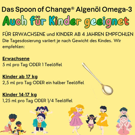 Augstākās kvalitātes vegāna Omega-3 aļģu eļļa (2900 mg dienā) - augsta deva - ar citronu - DHA un EPA - zinātniski pamatota, laboratorijā pārbaudīta - ilgtspējīga - ar D3 vitamīnu imūnsistēmai - Spoon of Change®