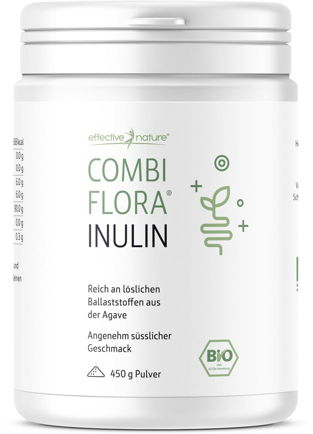 Effective Nature organiskais inulīna pulveris - 100% šķīstošās šķiedras pulveris no bioloģiskās agaves, bez glutēna, vegāns - 450g