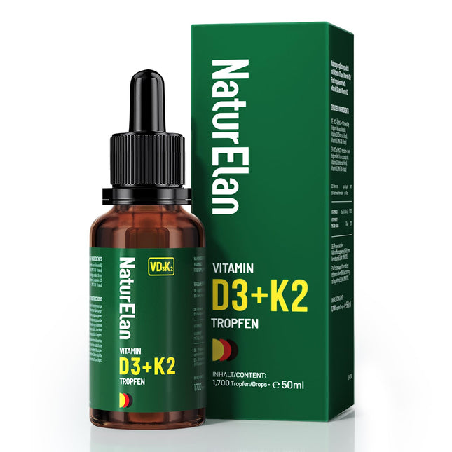 D3 K2 vitamīna lielas devas pilieni - 50 ml, 1000 SV D3 vitamīna vienā pilienā, veģetārs, bez piedevām, ražots Vācijā