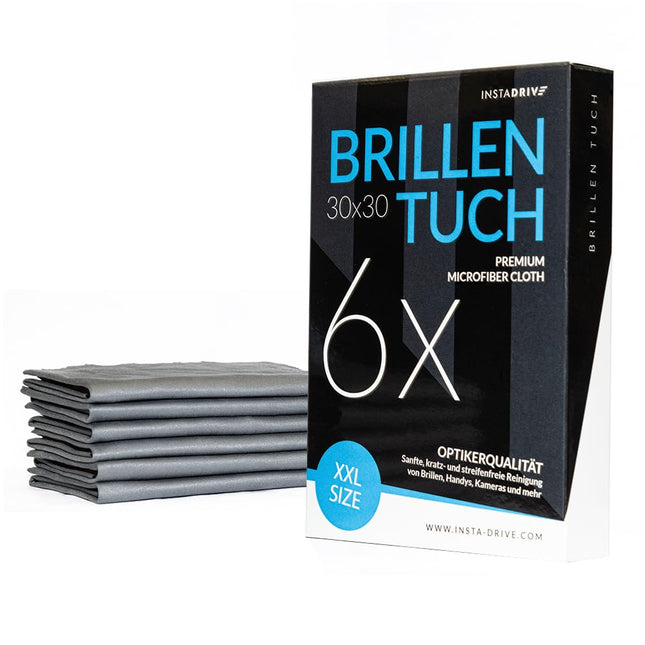 INSTADRIVE XXL 6 briļļu tīrīšanas lupatiņas 30x30cm – Mikrošķiedras briļļu tīrīšanas lupatiņas profesionālai briļļu tīrīšanai (briļļu tīrīšanas lupatiņas)