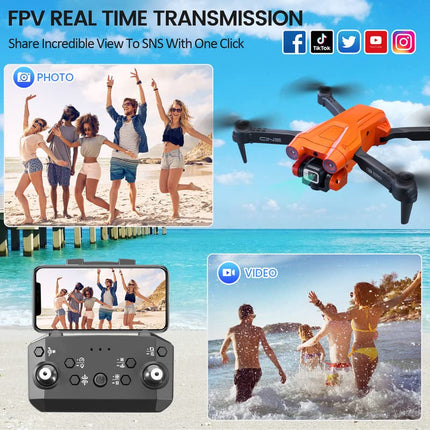 Mingfuxin salokāms drons ar kameru iesācējiem, RC kvadrokoptera drons ar lietotni WIFI FPV tiešraides video, augstuma noturēšana, bezgalvas režīms, vienas taustiņa pacelšanās un nosēšanās pieaugušajiem un bērniem