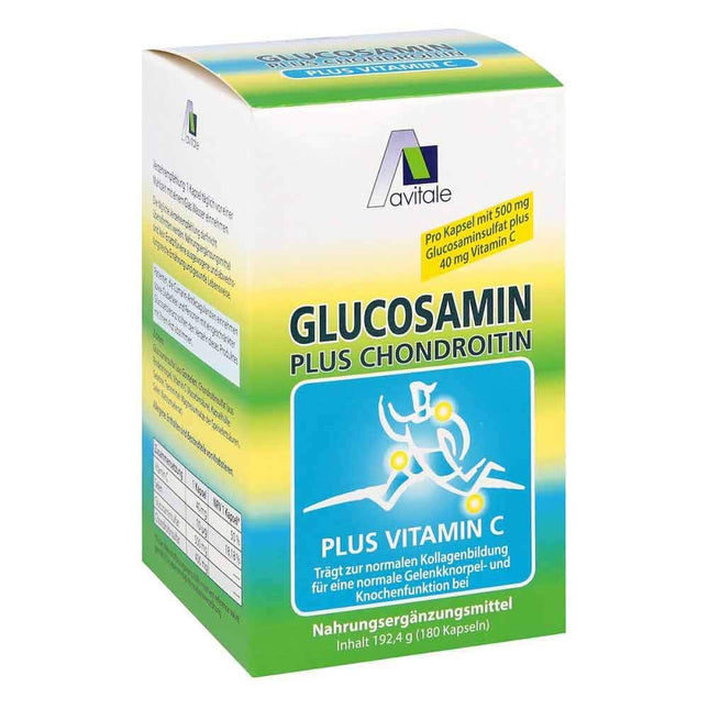 Avitale glikozamīna 500 mg hondroitīna 400 mg kapsulas, 180 kapsulas, 1 iepakojums (1 x 192,4 g)
