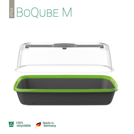 Romberg BoQube M | Iekštelpu siltumnīca ar ventilāciju | Ielešanas atvere | optimāls mikroklimats un vieta 18 uzbriestošām tabletēm | 37 x 19 x 18 cm | antracīts
