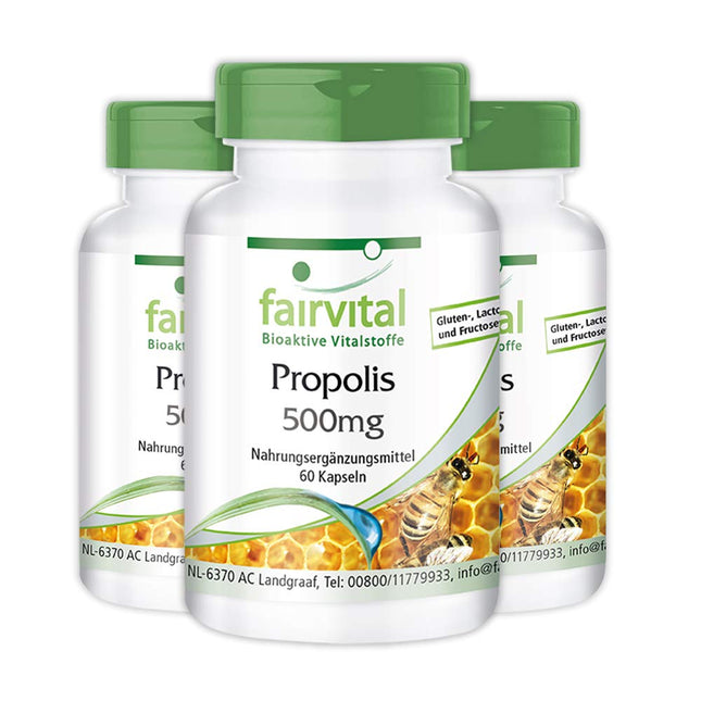 Fairvital | Bišu propoliss 500 mg - 3 x 60 kapsulas - AUGSTA DEVA