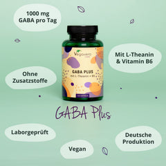 Gaba Vegavero® | Augsta deva | 1000 mg gamma aminosviestskābes vienā porcijā | Ar L-teanīnu un B6 vitamīnu | 120 vegānas kapsulas | Bez piedevām un laboratoriski pārbaudīts
