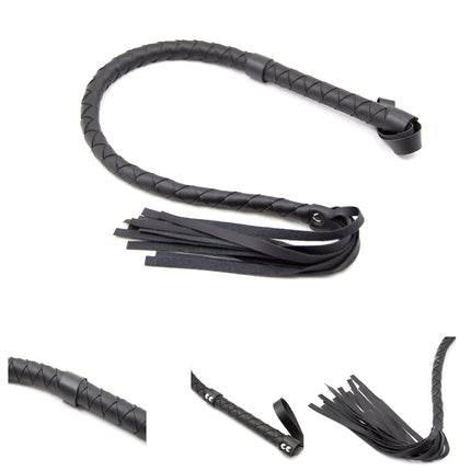 Whip Sex Hard, ādas pātaga, 85 cm bullpātaga, BDSM pātaga, SM Sex Strap Flogger zamšādas seksa rotaļlietai Cosplay (melna)