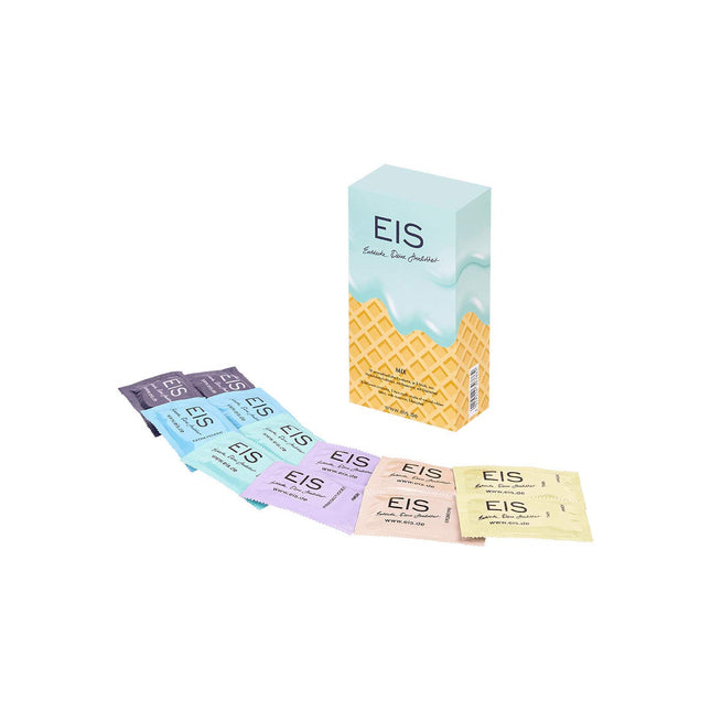 EIS zīmola prezervatīvu funkcija 18 gabali | 53 mm izmērs | 6 dažādas šķirnes | Mitra, ērta virsma | Droša aizsardzība