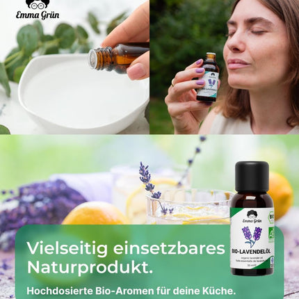 Emma Grün® organiskā lavandas ēteriskā eļļa [100% tīra] - sertificēta pārtikas produkts iekšķīgai lietošanai - organiskā lavandas ēteriskā eļļa - Ēteriskā eļļa 30 ml - lavandas smaržu eļļa aromterapijai