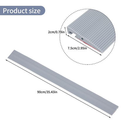 Pašlīmējoša durvju sliekšņa rampa, elastīga ratiņkrēslu rampa, PVC sliekšņa rampa ar kabeļu kanālu, apmales rampa ratiņkrēsliem, slaucīšanas roboti, skrejriteņi (pelēka, 7,5 x 1 x 90 cm)