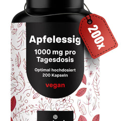 Ābolu sidra etiķa kapsulas - 200 kapsulas Augsta deva - 1000 mg vienā porcijā - Metabolisms Ābolu sidra etiķa kapsulas, ābolu sidra etiķa tabletes - Vegāns un ražots Vācijā, laboratorijā pārbaudīts