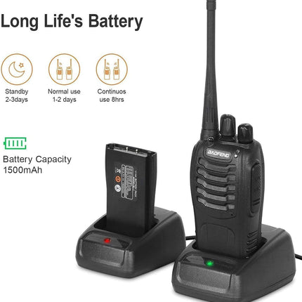 Rācija ar 16 kanāliem, CTCSS/DCS FM, 1500 mAh akumulatoru, maks. Sarunu diapazons 5 km, profesionāls radio ar brīvroku funkciju