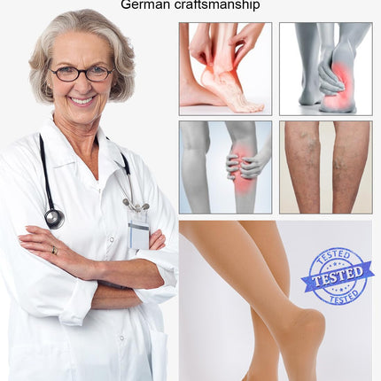 2 pāri medicīnisko kompresijas zeķu sievietēm un vīriešiem 20-30 mmHg, 2. klase, atvērta purngala pakāpeniskas atbalsta zeķes varikozām vēnām, tūskai un stenozei (2x bēšas, XXL)