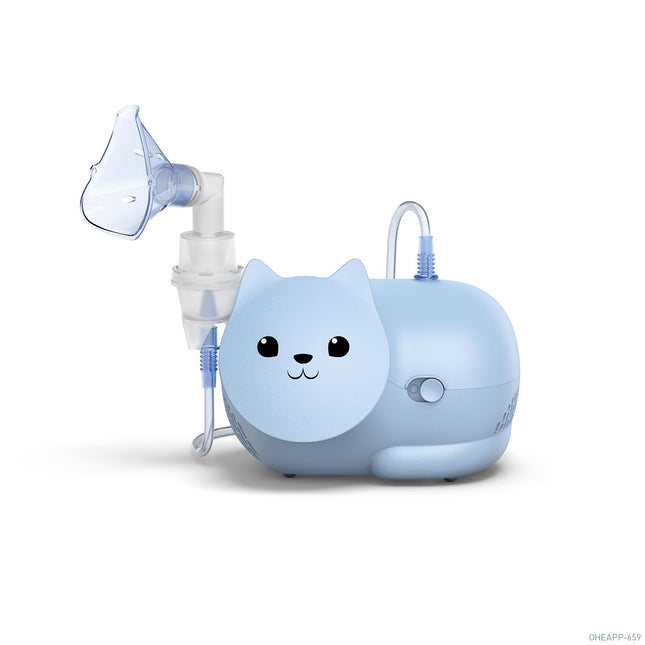 OMRON Nami Cat bērniem draudzīgs inhalators bērniem; efektīvs inhalators klepus un saaukstēšanās, bronhīta, astmas un saaukstēšanās ārstēšanai; Inhalators ar augstas kvalitātes piederumiem