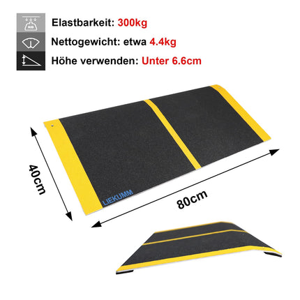 LIEKUMM 40 x 80 cm durvju sliekšņa rampa, līdz 300 kg, viegla piekļuves rampas sliekšņa rampa ar neslīdošu virsmu, apmales rampa durvīm, kāpnēm, pakāpieniem
