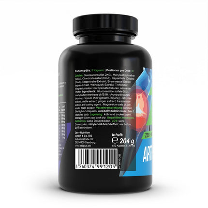 Zec+ Nutrition Arthro Essential – 150 kapsulas ar glikozamīnu, hondroitīnu, MSM un vīraka ekstraktu, uztura bagātinātājs fiziskām slodzēm intensīvas sporta laikā