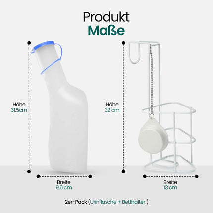 Hygiene100 pisuāra komplekts (1000 ml pisuārs + gultas turētājs ar vāku), izturīgs caurspīdīgs PP pisuārs ar vāciņu, viegli nolasāmas mērīšanas līnijas, pārnēsājams ceļojumiem