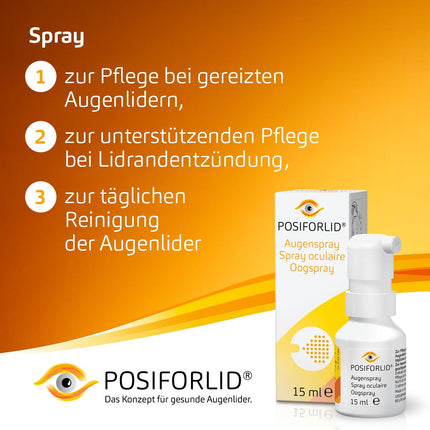 POSIFORLID® acu aerosols. Atbalstoša aprūpe blefarīta un kairinātu plakstiņu gadījumā, 15 ml