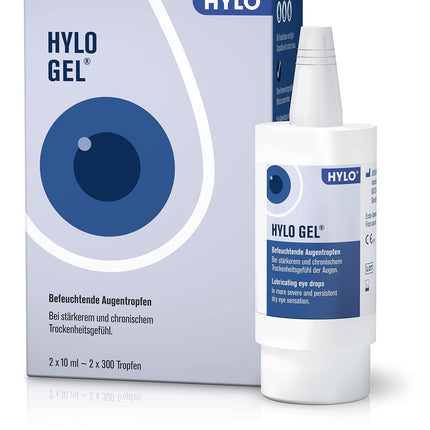 HYLO GEL acu pilieni sausām acīm, ilgstošas ​​iedarbības, ar hialuronskābi, dubultiepakojumā 2x10 ml