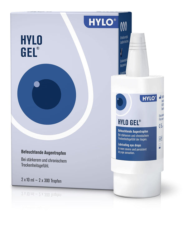 HYLO GEL acu pilieni sausām acīm, ilgstošas ​​iedarbības, ar hialuronskābi, dubultiepakojumā 2x10 ml