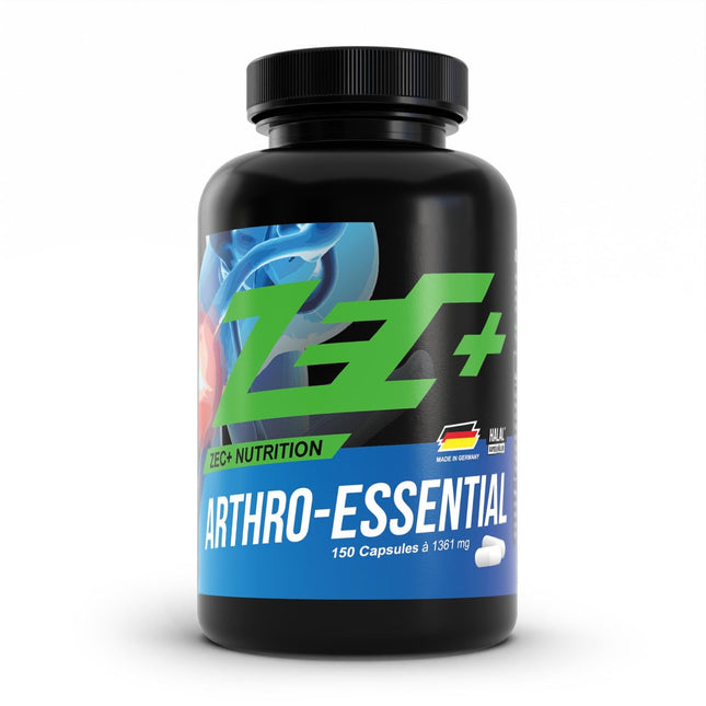 Zec+ Nutrition Arthro Essential – 150 kapsulas ar glikozamīnu, hondroitīnu, MSM un vīraka ekstraktu, uztura bagātinātājs fiziskām slodzēm intensīvas sporta laikā