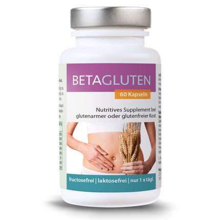 Betaglutēns 60 kapsulas | piemērots cilvēkiem ar jutību pret glutēnu, kviešu alerģiju, celiakiju, zemu ogļhidrātu diētu vai FODMAP diētu