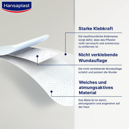 Hansaplast Sensitive plāksteri (1 m x 6 cm), griežami un ādai draudzīgi brūču plāksteri ar baktēriju aizsardzību un drošu līmes stiprību, nesāpīgi noņemami plāksteri