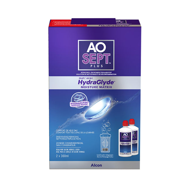 Aosept Plus ar Hydraglyde kontaktlēcu šķīdumu, lielapjoma iepakojums, 2 x 360 ml