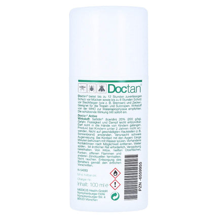 Doctan® Active Spray – aizsardzība līdz 12 stundām pret odiem, ērcēm, kodīgām mušām, malārijas profilakse, dzeltenais drudzis, 100 ml
