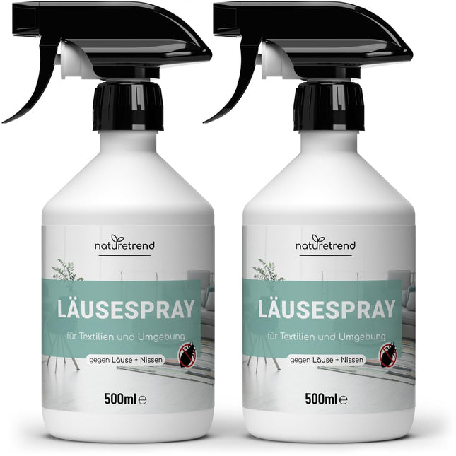 naturetrend utu atbaidīšanas līdzeklis tekstilizstrādājumiem, vides aerosols 2 x 500 ml - utu atbaidīšanas aerosols ar tūlītēju un ilgtermiņa aizsardzību, līdzeklis pret utīm un gnīdām videi, 2 gabalu komplekts