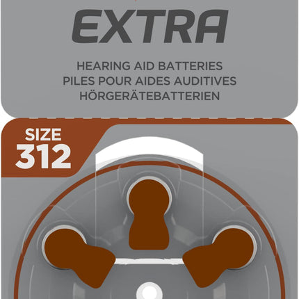 Rayovac Extra 312 baterijas austiņām PR41, 312AE, A312, DA312, P312 un PR312H, 60 gab.