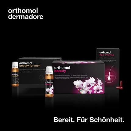 Orthomol Beauty sievietēm - ādai, matiem un nagiem - ar koenzīmu Q10, biotīnu un cinku - uzpildes iepakojums ar dzeršanas ampulām, kas satur 30 dienas devas