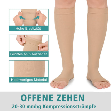 Evolyline 2 pāri medicīnisko kompresijas zeķu sievietēm un vīriešiem 20-30 mmHg 2. klase, kompresijas zeķes trombozes gadījumā sievietēm, atbalsta zeķes sievietēm, atbalsta zeķubikses varikozām vēnām un potītēm