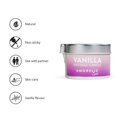 AMORELIE Care – Erotiskās masāžas svece ar vaniļas aromātu (50 ml) – Jutekliska masāža, mitrinoša, ideāli piemērota pāriem
