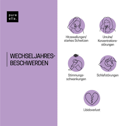 Pure Ella MENOPAUSE - Svarīgi vielu komplekss sievietēm ar menopauzes simptomiem - Satur naktssveces eļļu, jamsa sakni un vijolīšu ogu - Dabīgs, bez hormoniem, vegāns - 60 menopauzes kapsulas