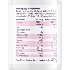 Effective Nature inozitola tabletes – mio- un D-hiro-inozitols optimālā attiecībā – ar 400 µg folskābes dienā – vegānas un bez piedevām – 120 tabletes