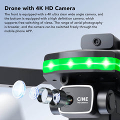 S162 FPV RC drons, 4K HD divu kameru WiFi kvadrokopters ar lidošanu ar ceļa punktiem, regulējams ātrums, 360° pagriezieni, automātiska fotografēšana, automātiska nolaišanās.