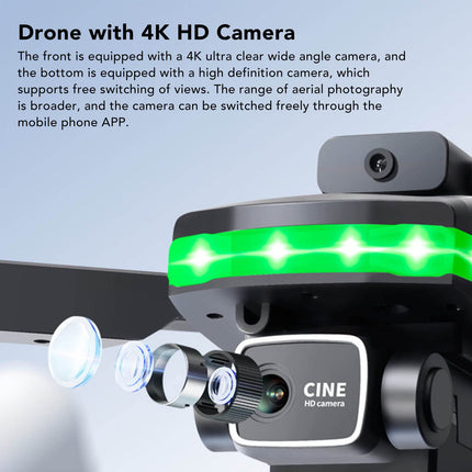 S162 FPV RC drons, 4K HD divu kameru WiFi kvadrokopters ar lidošanu ar ceļa punktiem, regulējams ātrums, 360° pagriezieni, automātiska fotografēšana, automātiska nolaišanās.